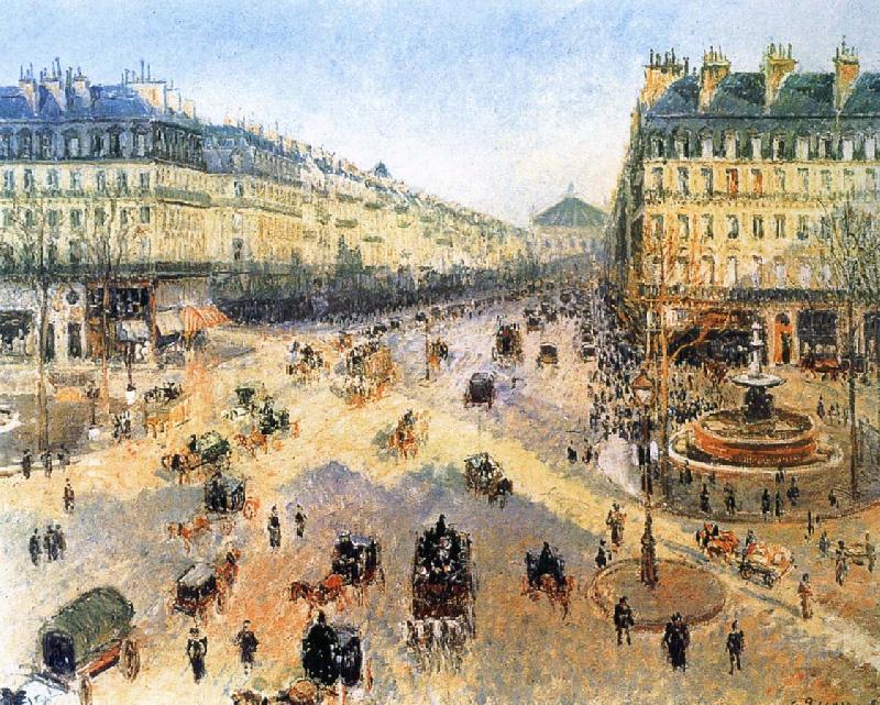 Camille Pissarro Theater Square, the French winter morning Sweden oil painting art